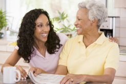 senior woman and caregiver